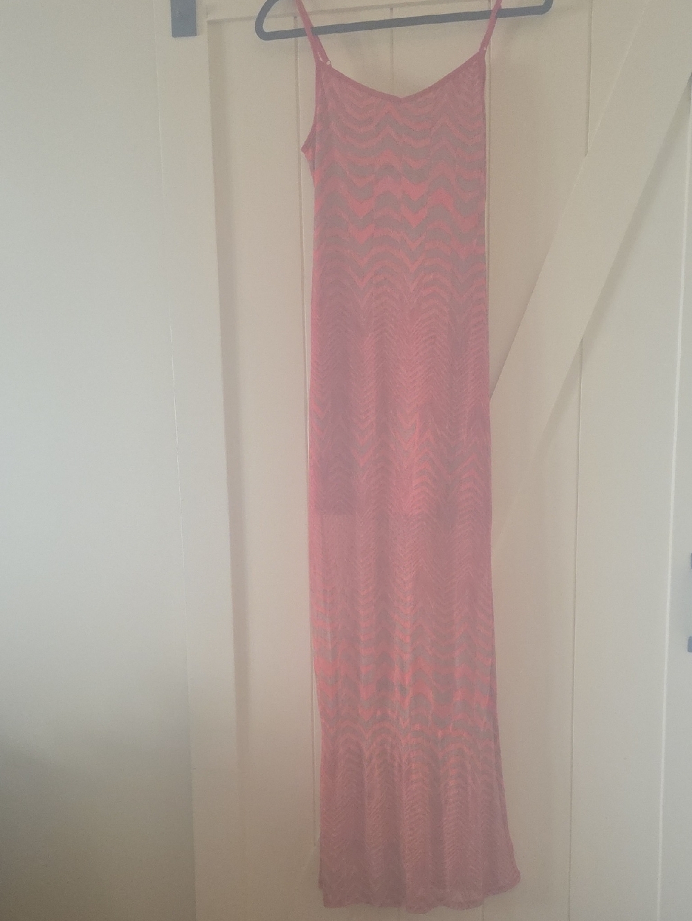 Pink Chevron Maxi Dress - Lightweight Women's Dress
